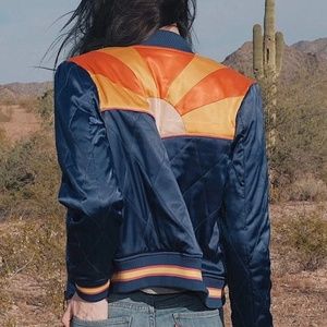 Classic Rock Couture Navy Rising Sun Bomber Jacket Size XL, Worn Once